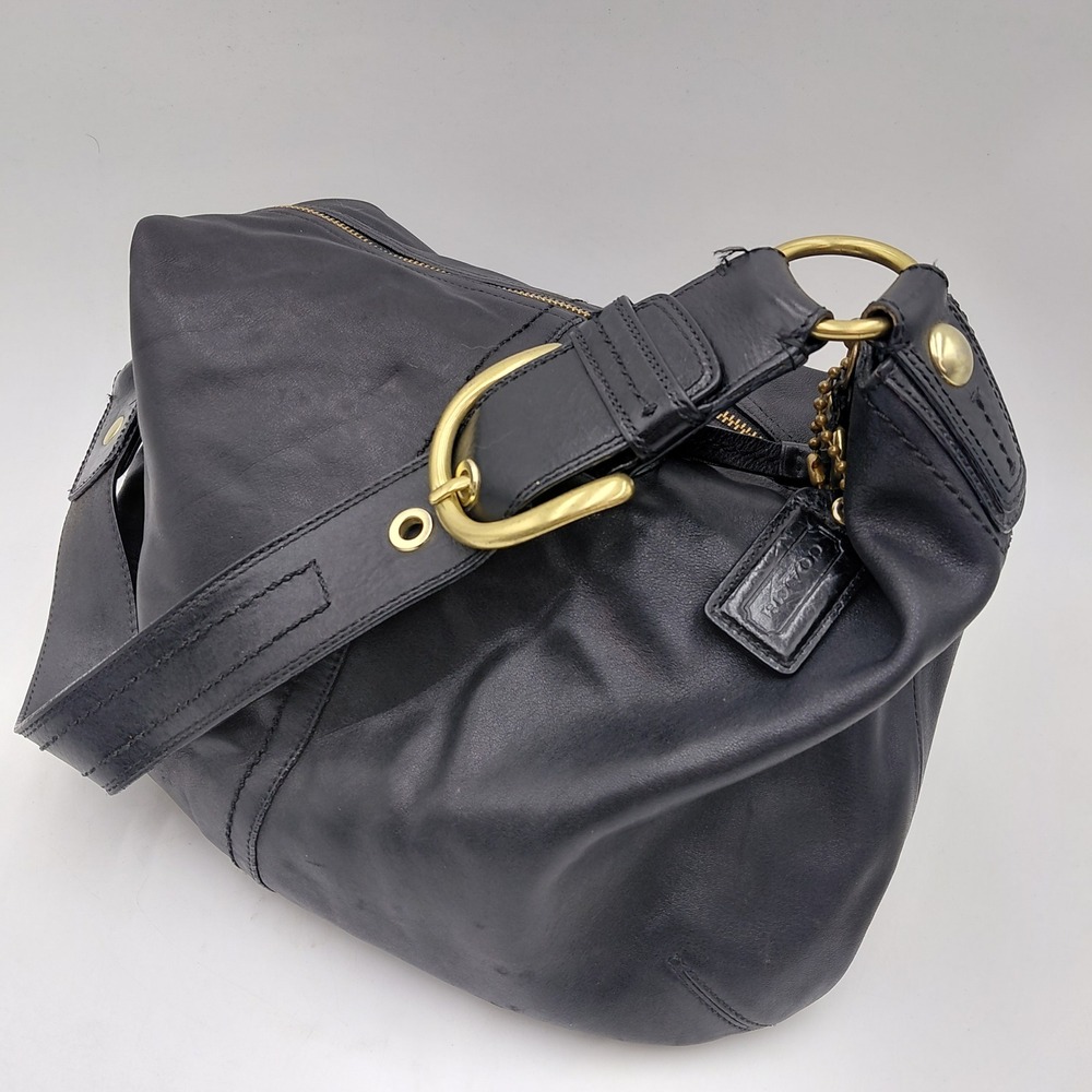 Vtg Coach Hobo Black Leather Shoulder Bag Brass Hardware 11880 Slouchy Y2K Purse